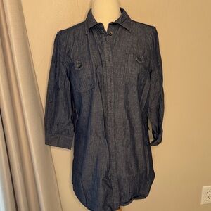Liz Claiborne Denim Blue Button-Up Top